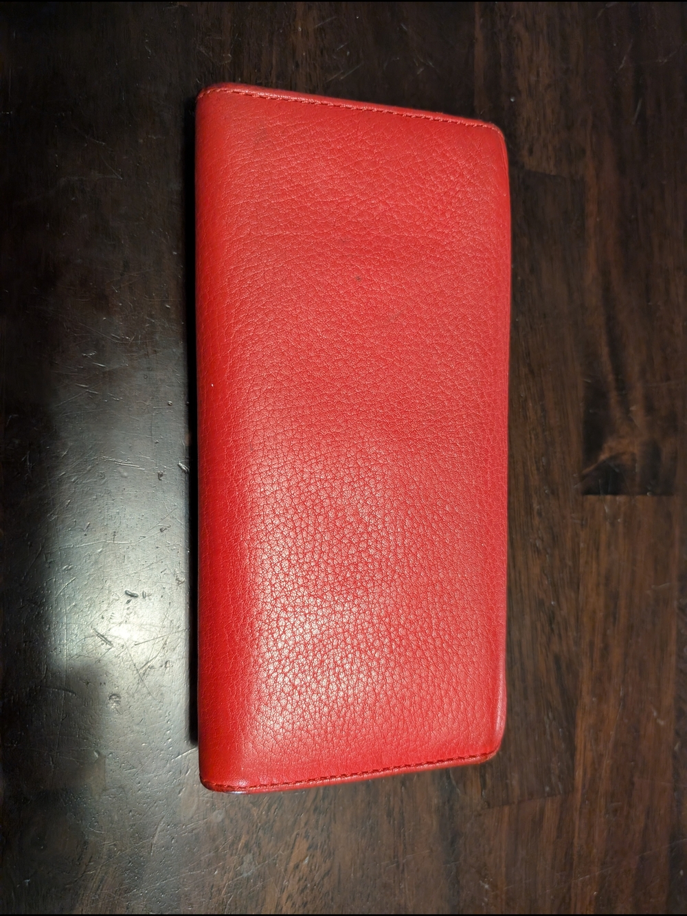 Tory Burch Perforated Logo Red Leather Wallet - Picture 5 of 5